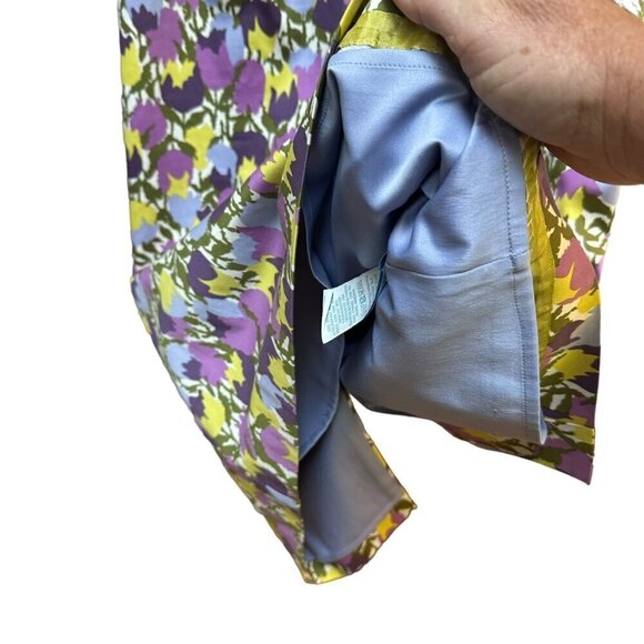 Boden Tulip Floral‎ Sheath Dress Purple Yellow Sleeveless Fully Lined Size 2 - Picture 5 of 7